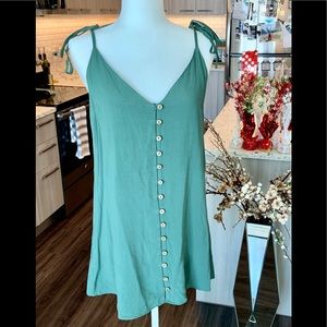 VICI Maddie Button Down Tie Dress Sage size small